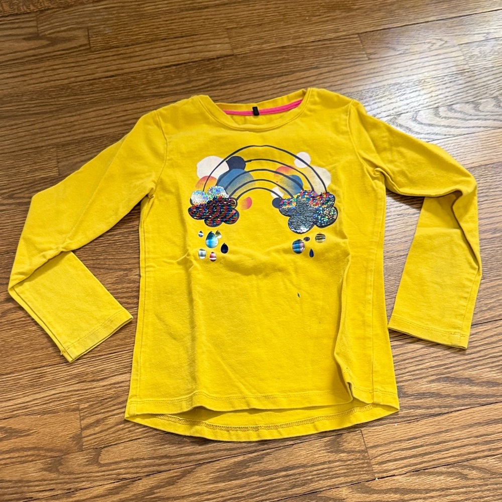 Deux par Deux Yellow Long Sleeve Rainbow Shirt Size 6